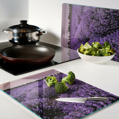 Chopping board glass A lavender field in full bloom