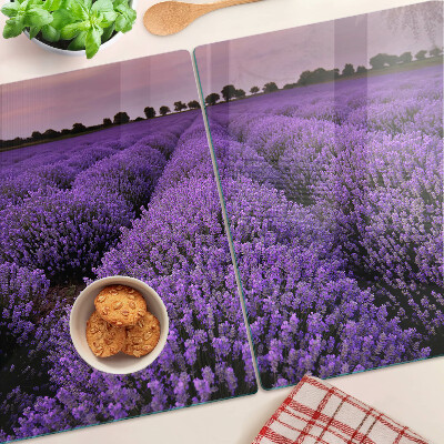 Chopping board glass A lavender field in full bloom