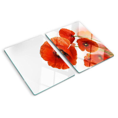 Glass cutting board Poppy flowers in red color