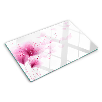 Glass kitchen board Flowers in shades of pink