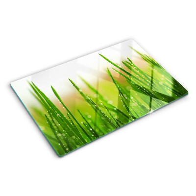 Chopping board Grass with water drops