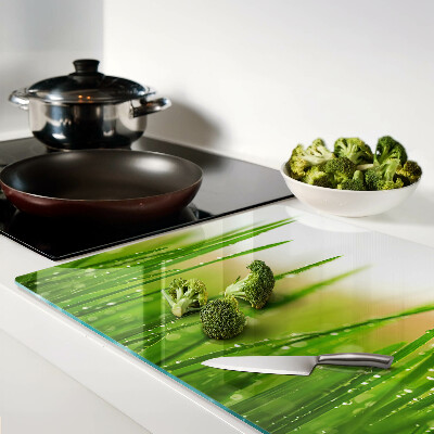 Chopping board Grass with water drops