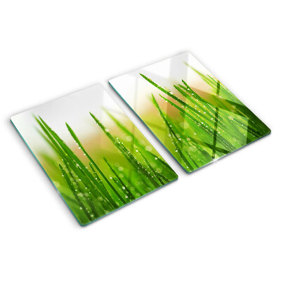 Chopping board Grass with water drops