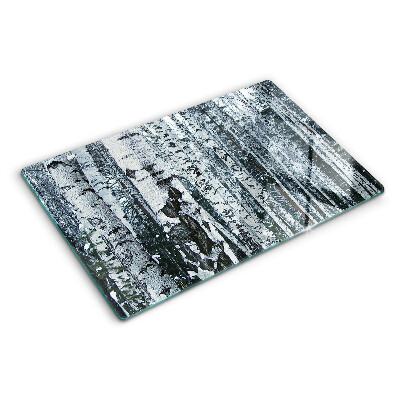 Chopping board glass Birch forest in winter scenery