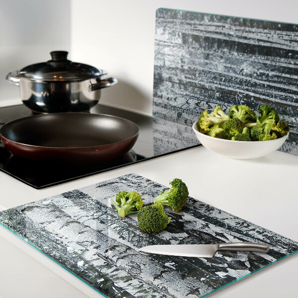 Chopping board glass Birch forest in winter scenery