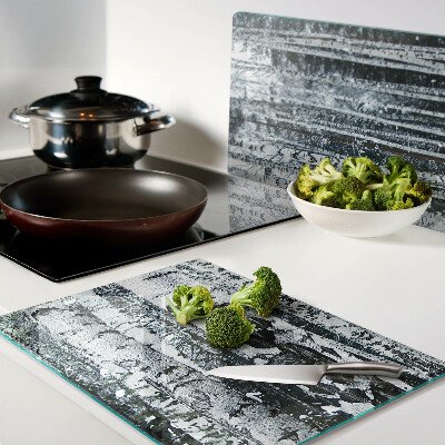 Chopping board glass Birch forest in winter scenery