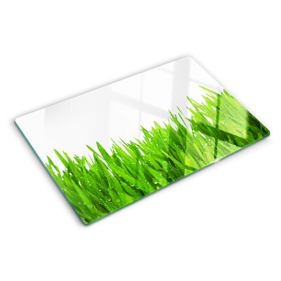 Cutting board Green grass with water drops