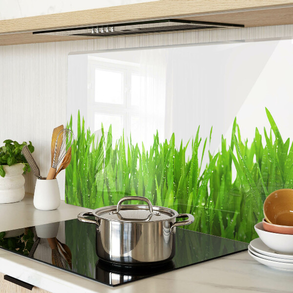 Cutting board Green grass with water drops