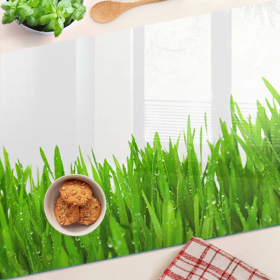Cutting board Green grass with water drops