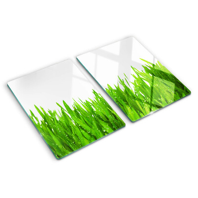 Cutting board Green grass with water drops