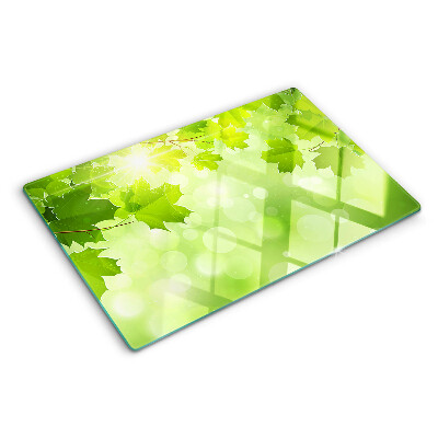 Glass chopping board Leaves in the sun's rays