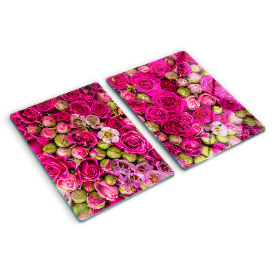 Glass kitchen board Pink flowers in a bouquet