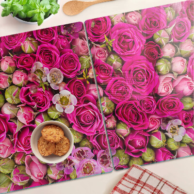 Glass kitchen board Pink flowers in a bouquet