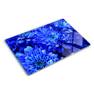 Glass chopping board Blue chrysanthemum flowers