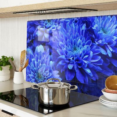 Glass chopping board Blue chrysanthemum flowers