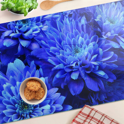 Glass chopping board Blue chrysanthemum flowers