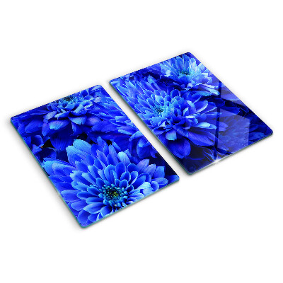Glass chopping board Blue chrysanthemum flowers