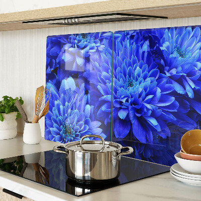 Glass chopping board Blue chrysanthemum flowers