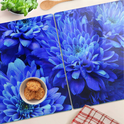 Glass chopping board Blue chrysanthemum flowers
