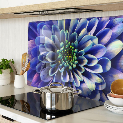 Glass cutting board Blue dahlia flower