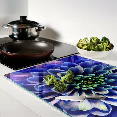 Glass cutting board Blue dahlia flower