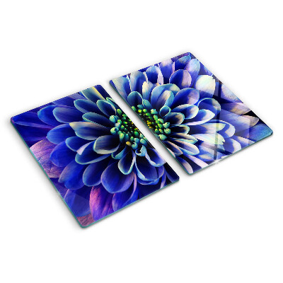 Glass cutting board Blue dahlia flower