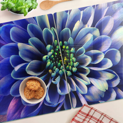 Glass cutting board Blue dahlia flower