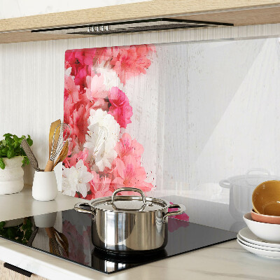 Chopping board glass Flowers in shades of pink and white