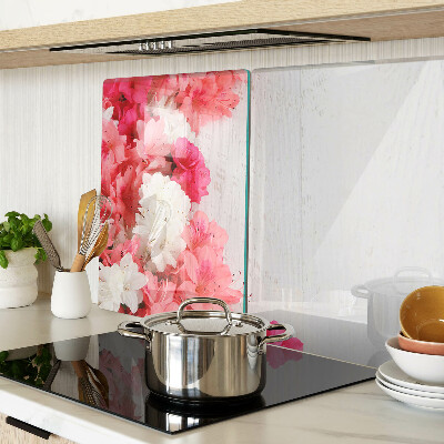 Chopping board glass Flowers in shades of pink and white