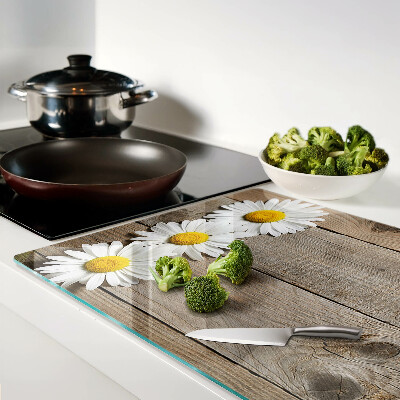 Cutting board Flowers on a wood background