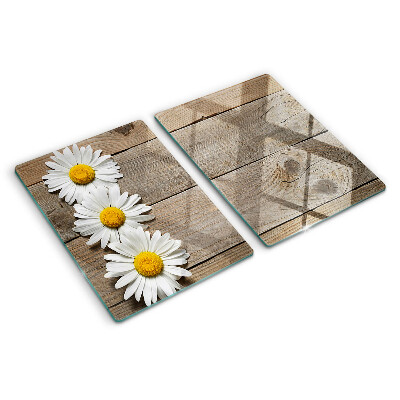 Cutting board Flowers on a wood background