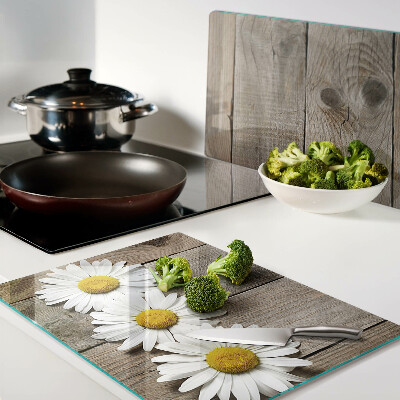 Cutting board Flowers on a wood background