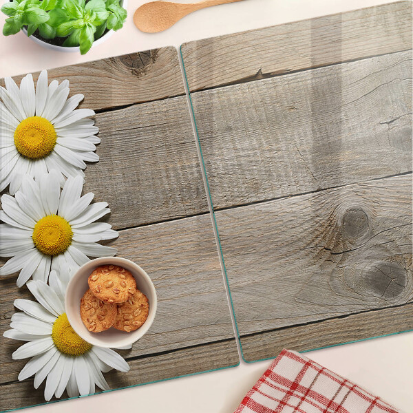 Cutting board Flowers on a wood background