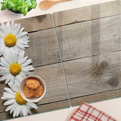 Cutting board Flowers on a wood background