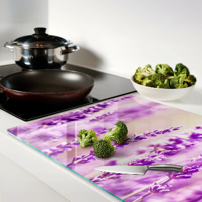 Chopping board Lavender flowers on a gradient background