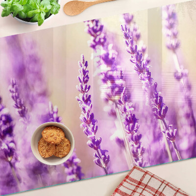 Chopping board Lavender flowers on a gradient background
