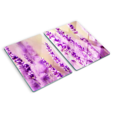 Chopping board Lavender flowers on a gradient background