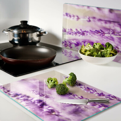 Chopping board Lavender flowers on a gradient background