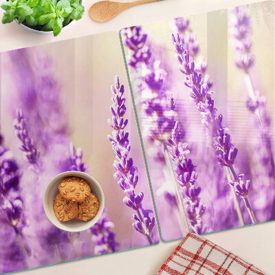 Chopping board Lavender flowers on a gradient background