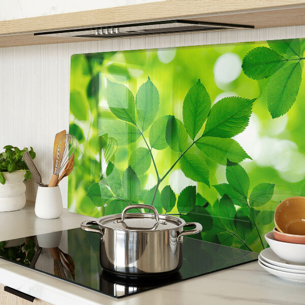 Cutting board Leaves on a green background