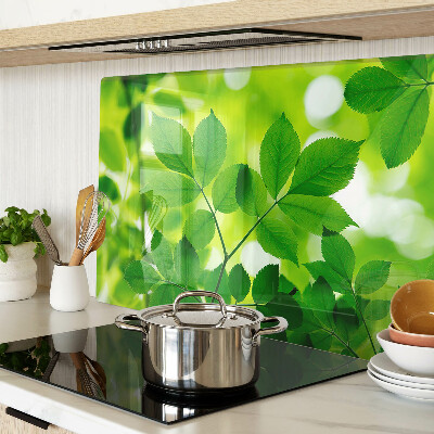 Cutting board Leaves on a green background