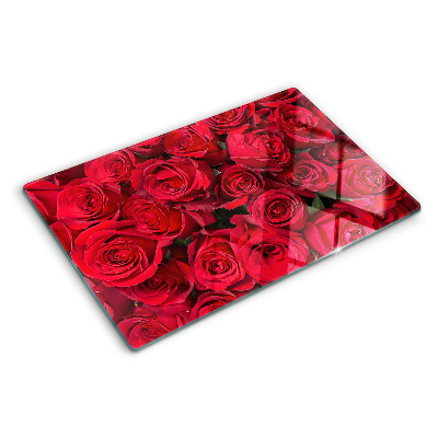 Glass chopping board Red roses