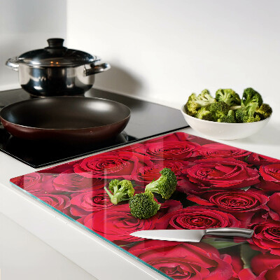 Glass chopping board Red roses