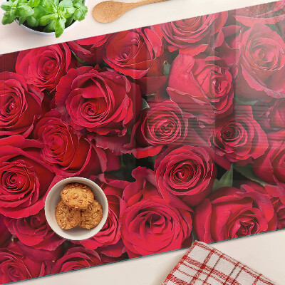 Glass chopping board Red roses