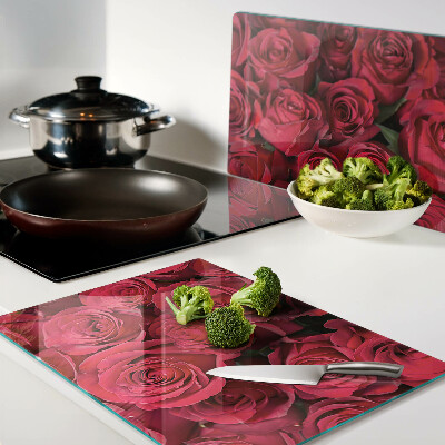 Glass chopping board Red roses