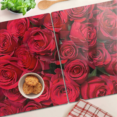 Glass chopping board Red roses