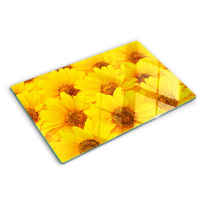 Chopping board Sunflowers on a yellow background