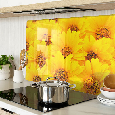 Chopping board Sunflowers on a yellow background