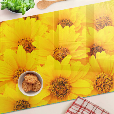 Chopping board Sunflowers on a yellow background