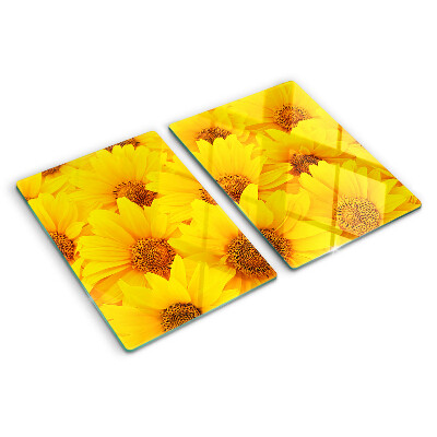 Chopping board Sunflowers on a yellow background